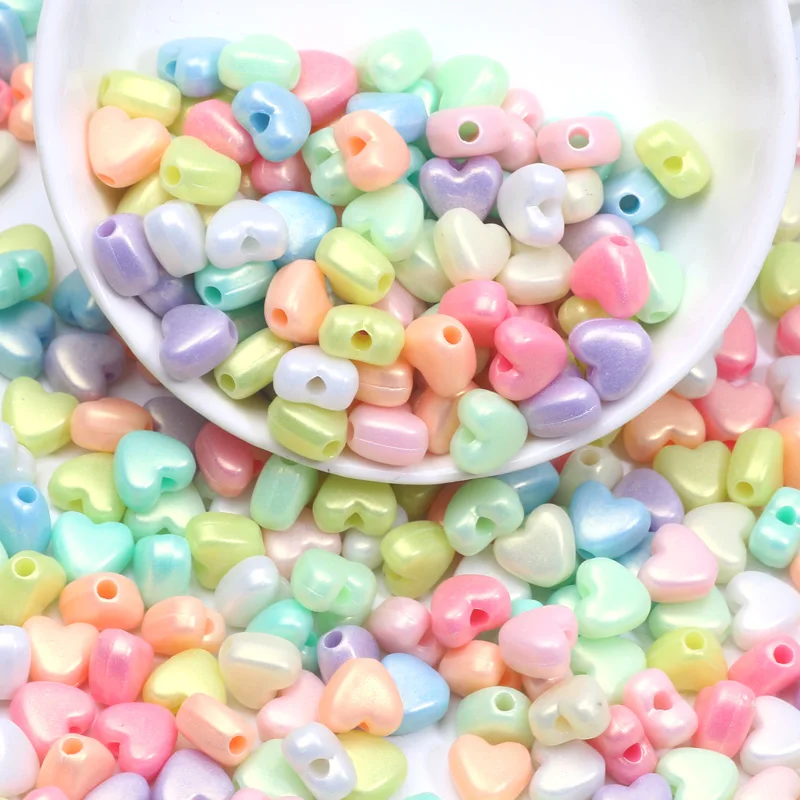 Love Heart Spacer Bead 7x8mm 100pcs Pearlescent Color Acrylic Beads For Jewelry Making DIY Handmade Jewelry Earrings Accessories