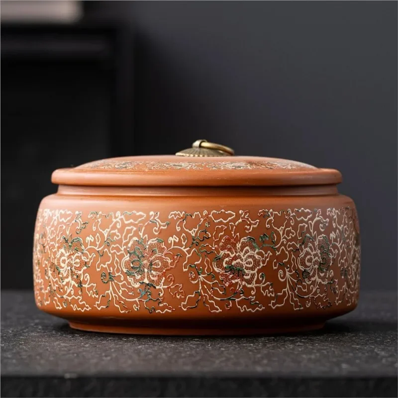 Chinese Style Purple Clay Home Decoration Ceramic  Tea  Large Sealed Household Decor Ornament Storage Empty Jar