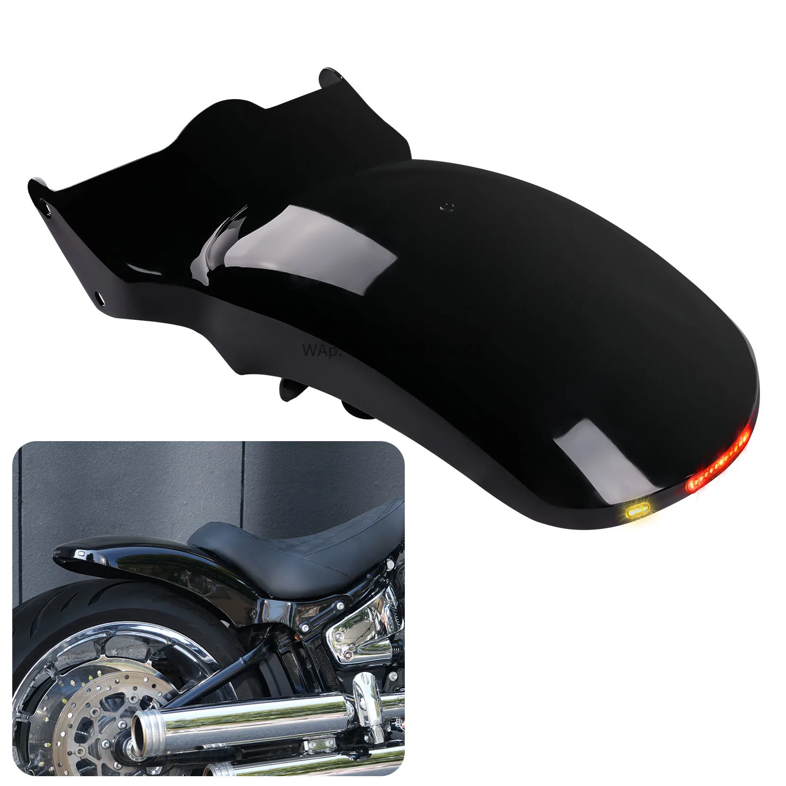 

2018-later Softail Breakout Fatboy Tail Light Turn Signals Heavy Duty Short Gloss Black Motorcycle Rear Fender Bobber FenderKits