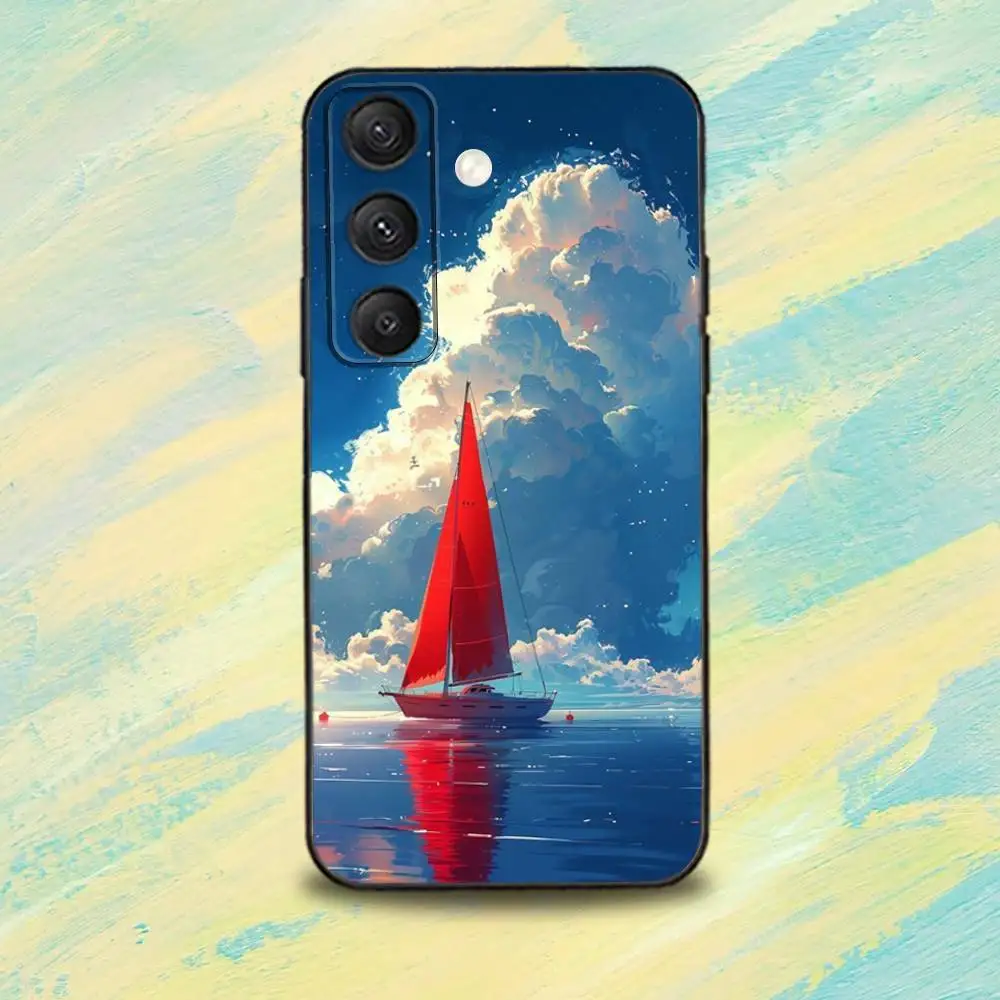 Art SailingS S-Ship B-Boat Phone Case For Samsung S25,S24,S10,S22,S21,S20,S23,Ultra,Plus,Lite,FE,Soft Silicone Black Cover