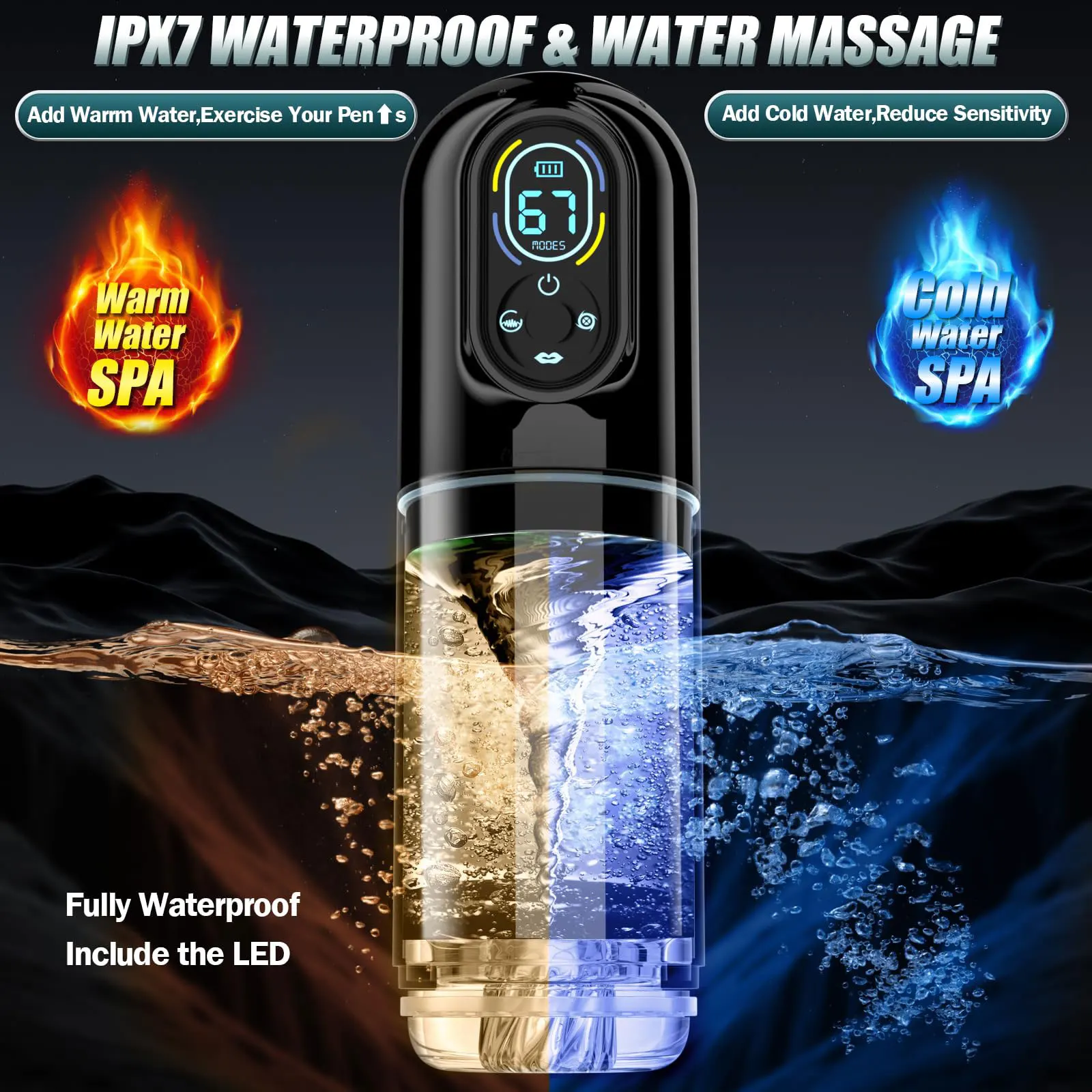 New LCD Automatic Male Mastubator Penis Pump With 7 Vibrating Rotating Thrusting & Licking Modes Pocket Pussy Sex Toys for Men view 4