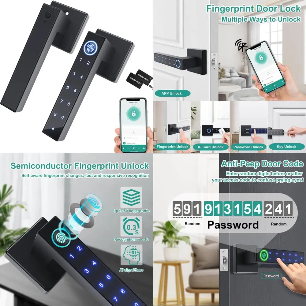 

Входной дверной замок без ключа с биометрическим сенсорным экраном и цифровым кодом для повышенной безопасности