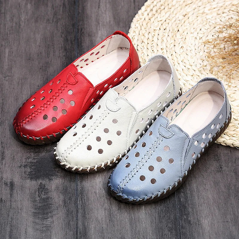 

ZXRYXGS 2026 Летние повседневные сандалии из натуральной кожи с перфорацией, на плоской подошве, комфортные, с мягкой подошвой, дышащие, в стиле кроссовок