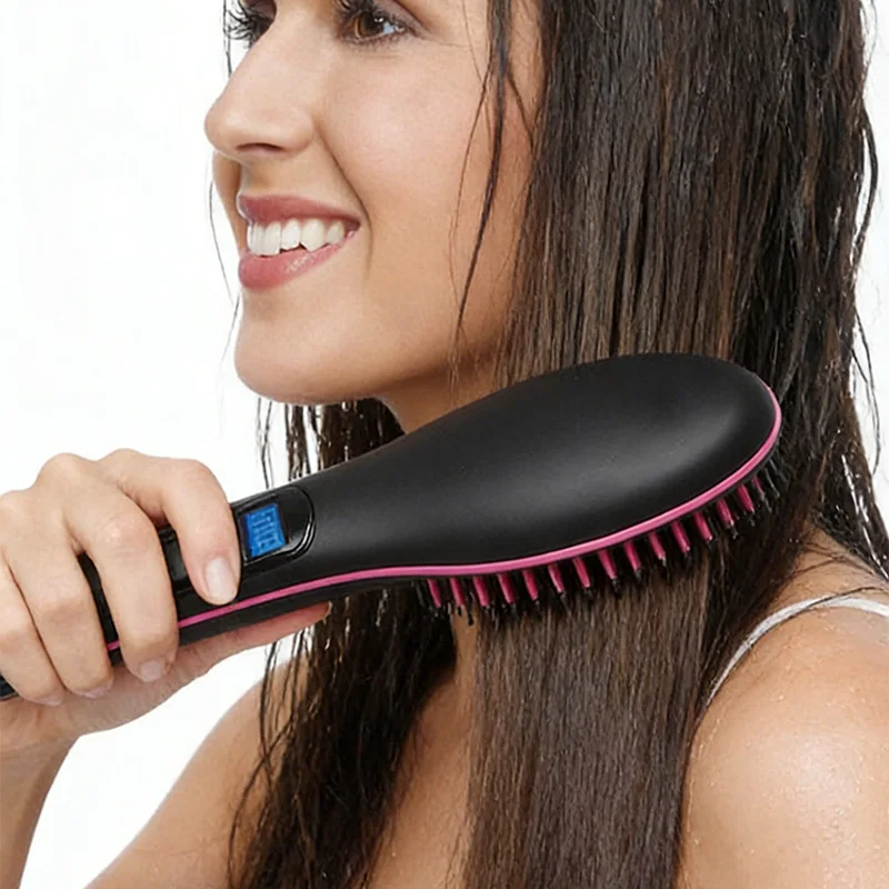 

Professional Electric Hair Straight Brush LCD Display Adjustable Temperature Fast Ceramic PTC Heating Hair Styling Massage Comb