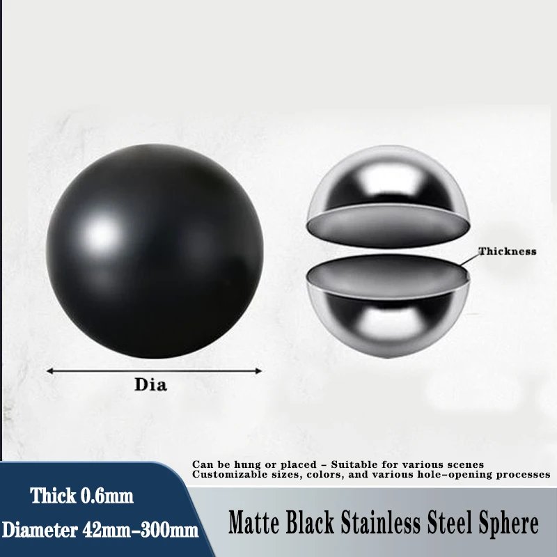 1/3/5pcs Matte Black Stainless Steel Hollow Ball Decorative Sphere for DIY Craft/Wall/Fence/Christmas Decoration