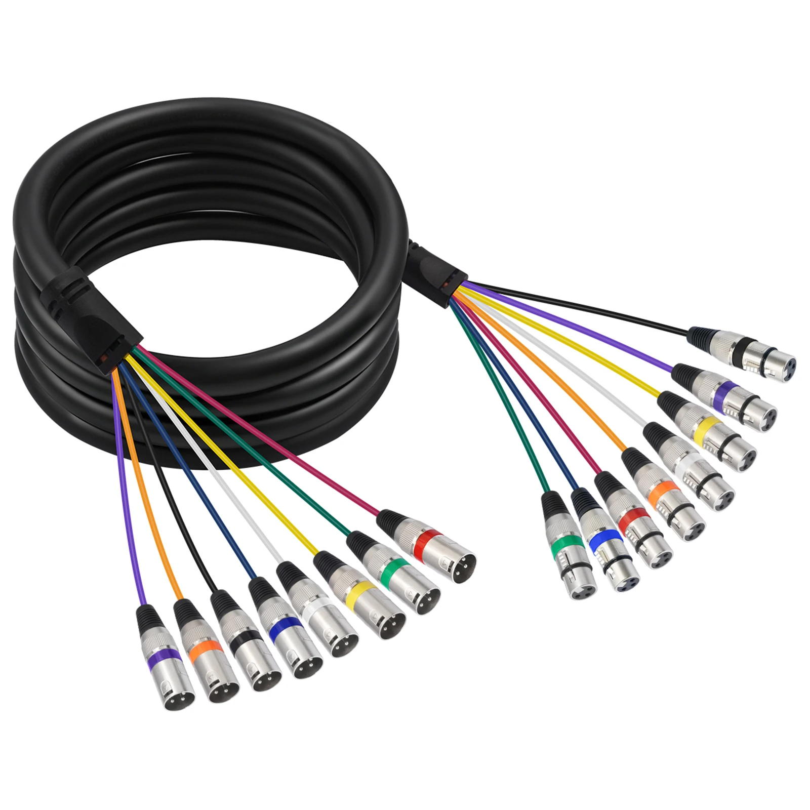 8-Channel XLR Snake Cable Male to Female Balanced Audio Patch Cord Zinc Alloy Connector for Mixer Stage Box Live Sound