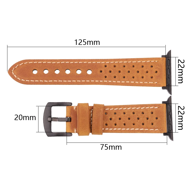 Genuine Leather Apple Watch Strap 44mm 42mm 40mm 38mm Se Series 8 7 6 5 4 3 2 1ultra Band Breathable Watchbands