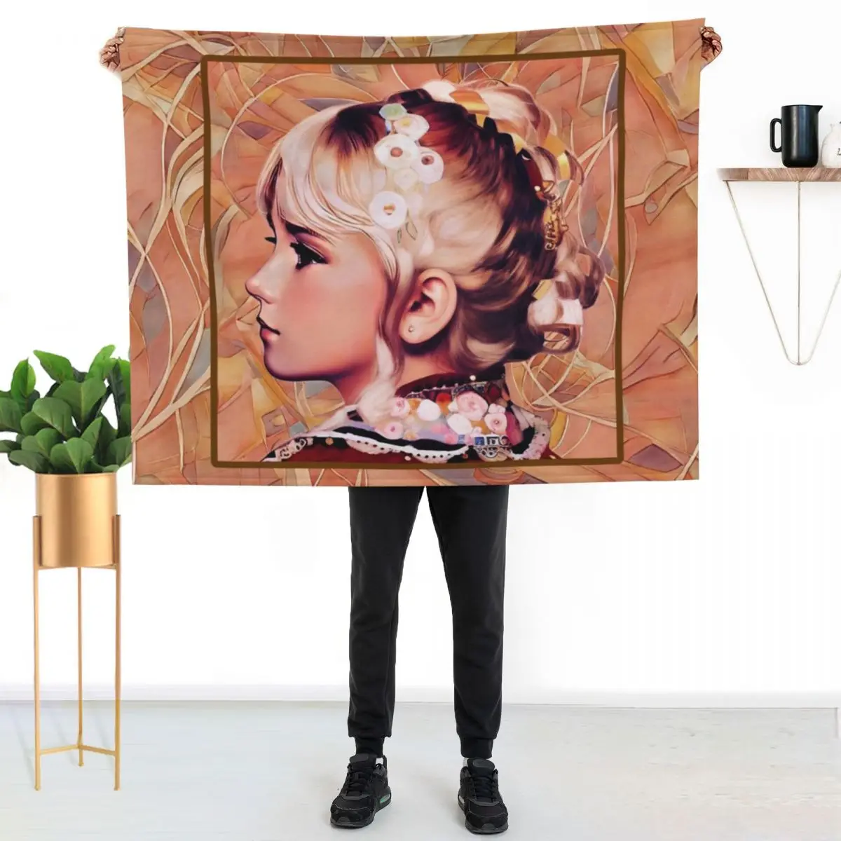 Profile of a Young Girl Throw Blanket Baby Bed covers Camping for sofa Cute Plaid Luxury Thicken Blankets