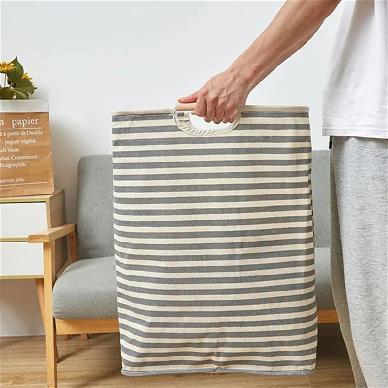 Cesta de lavandería sucia de lino y algodón, cesta de lavandería plegable de mano para el hogar, cesta de almacenamiento impermeable para dormitorio y baño, 1 ud.