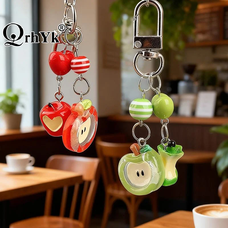 Korean Transparent Resin Fruit Keychain Cute Cartoon Non-Toxic Bag Pendant Safe Decor for Kids Schoolbag Gift