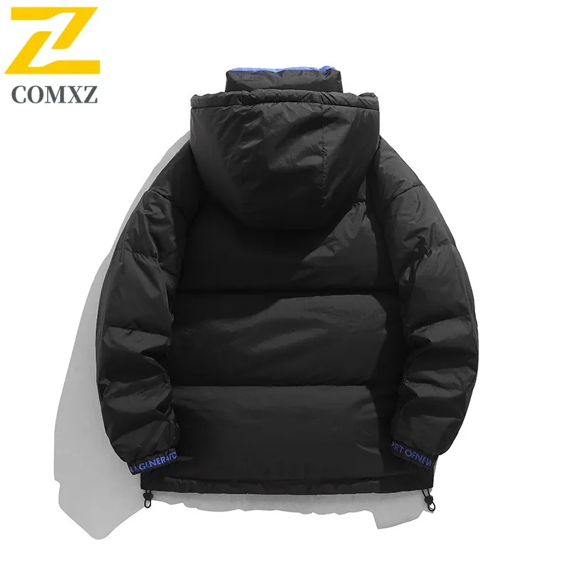 COMXZ Men Bread Jacket Thickened Fashion Street Ski High Quality Cold Resistant Camping Winter Jacket Loose Travel Padded Jacket