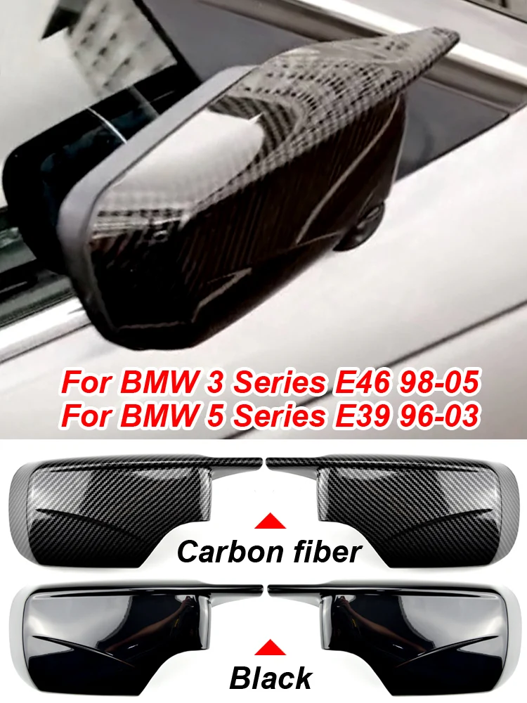 Carbon Fiber Pattern Black Side Mirror cover Caps Replacement for BMW E46 316i 318i 325i 328i 330i 1998-2005