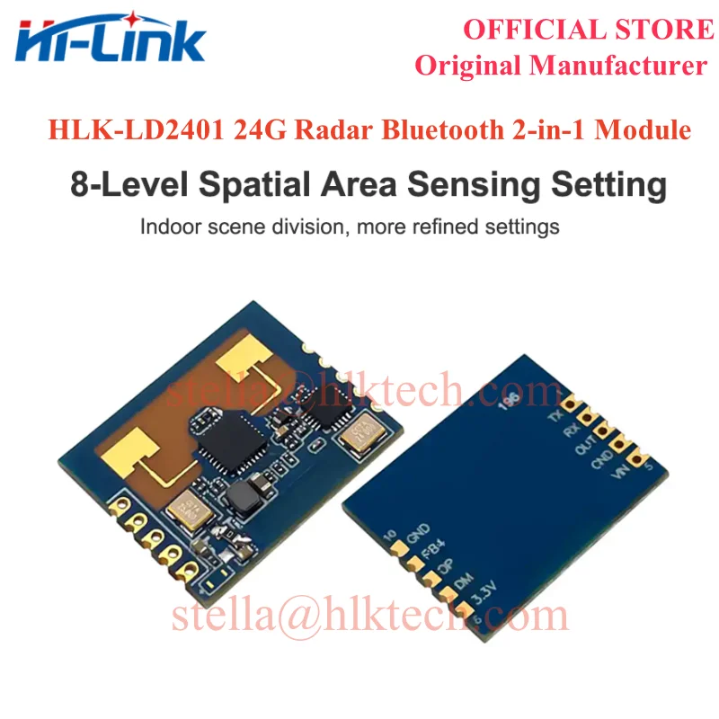 HLK-LD2401 HLK-LD2402 24G Human Body Motion Sensor MM Wave presence Radar Module 10m Intelligent Sensor Switch BLE Bluetooth