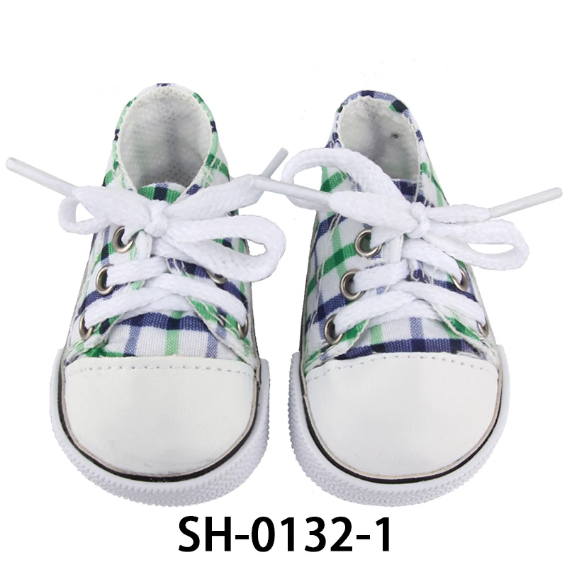 Scarpe da ginnastica colorate da 5 cm per bambole americane da 14 pollici, graziose scarpe da bambola in tela con lacci per bambole da 30-35 cm, adatte per bambole Nancy e Lisa.