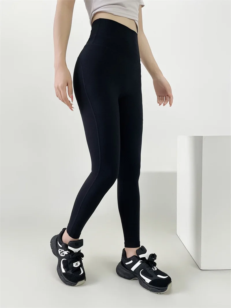 Nude Yoga Leggings für Damen, Hohe Taille, Einteilige Fitness-Unterwäsche, Gürteltasche, Sport-Pilates-Hose, Fitnesshose – Detail 21