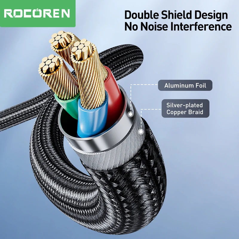 Rocoren AUX สายแปลงสัญญาณเสียงชนิด C ถึง3.5มม. อะแดปเตอร์ลำโพงสำหรับหัวเว่ย ipone realme ในรถยนต์สายแปลงหูฟังคอมพิวเตอร์