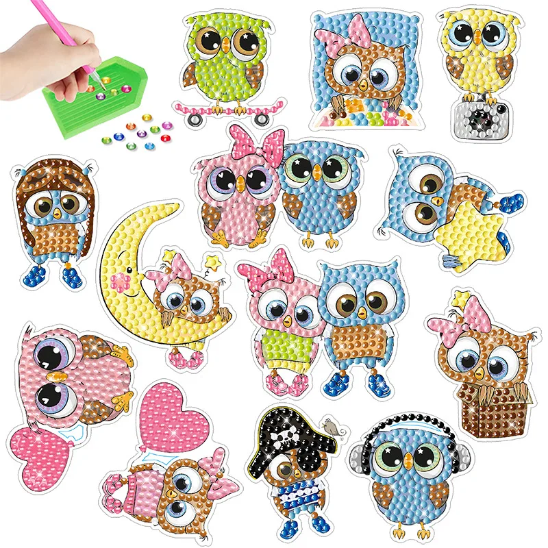 

Big eyed owl diamond stickers children's handmade DIY creative diamond painting paste diamond painting