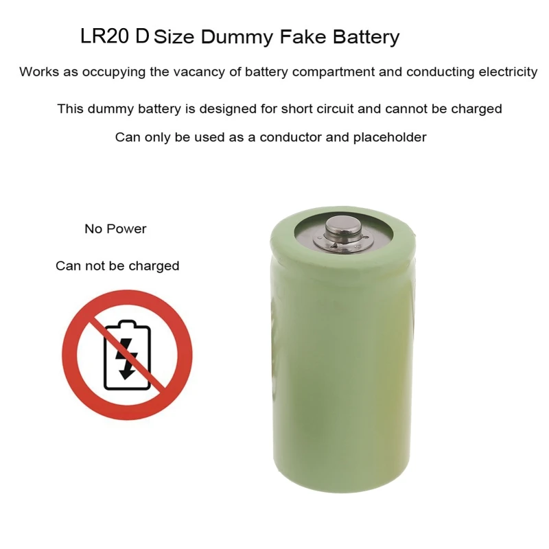 LR20 D Fake Battery Placeholder Replacement Dummy Battery Housing Case Skin Conductor for DIY Projects Not Real Battery