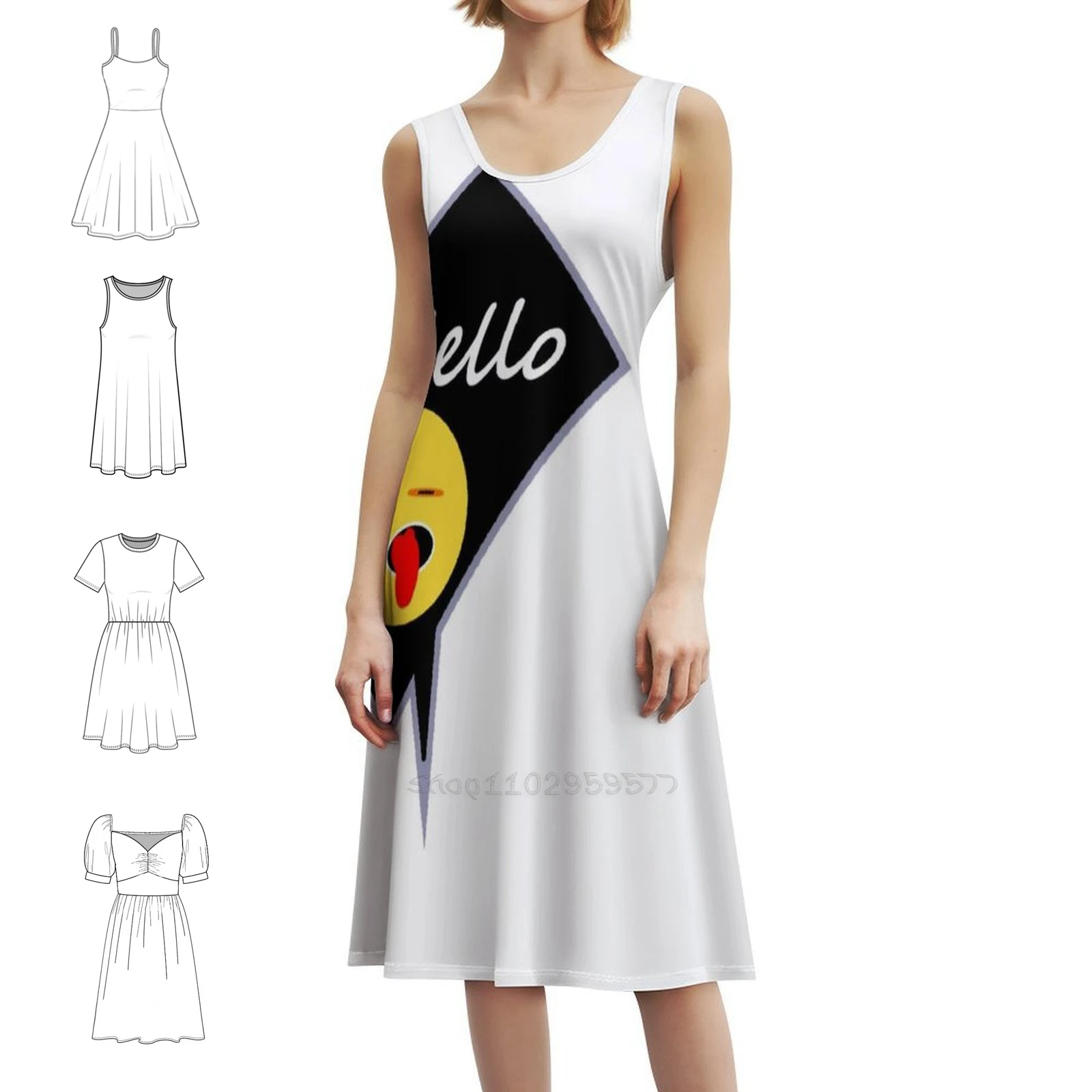 

Платье с вырезом «Hello Sweetheart», элегантное летнее праздничное платье для женщин, черно-белые глазки с язычком, забавная шляпа, вечерние платья