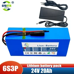 6s3p 24V 20Ah 18650 lithium battery 25.2v 20000mAh lithium-ion battery pack with charger