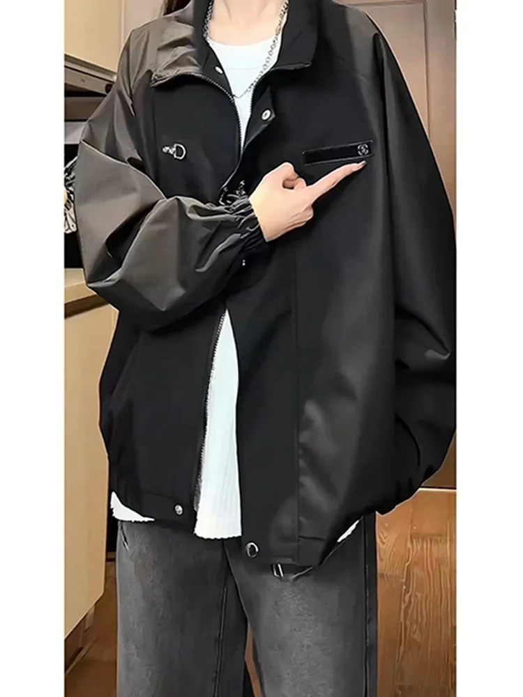 

New Chinese Sle Bla Stand Collar Pilot Jaet Men's Spring Autumn Outdoor Workwear Coat Polyester Nylon Cosite Fiber
