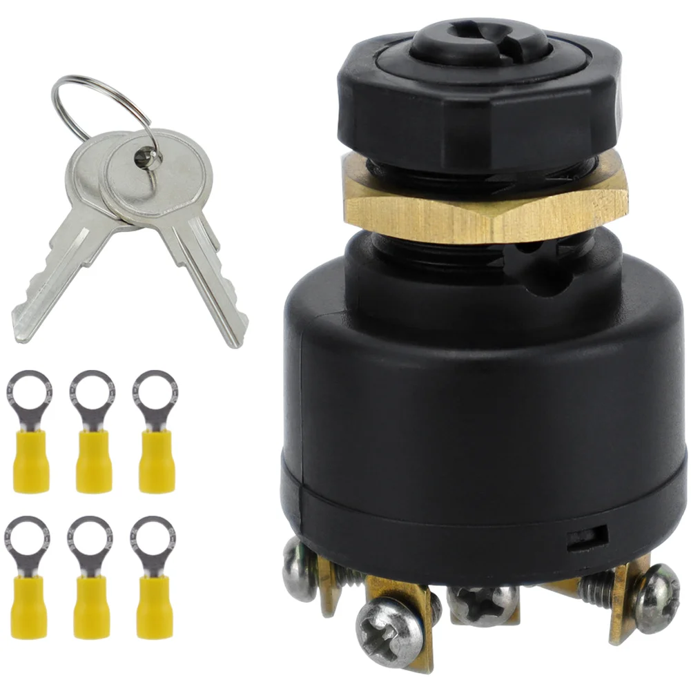 Boat Ignition Switch with 2 Keys for Yacht Inboard Outboard Motor Control Flame Retardant Insulated Shell 6.5x4.5x4.5cm
