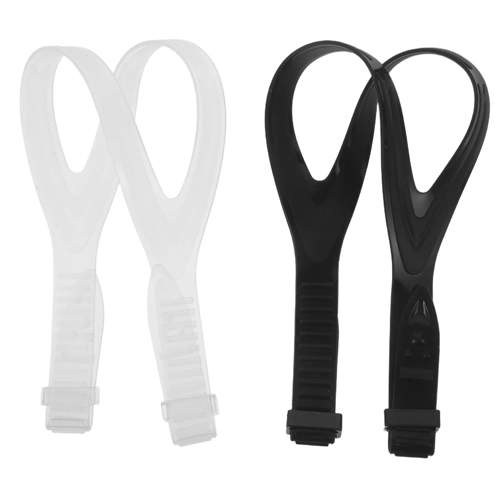 2Pcs Universal Silicone Swimming Goggles Replacement Strap Set Black Clear Adjustable Elastic Scuba Diving Mask Bands