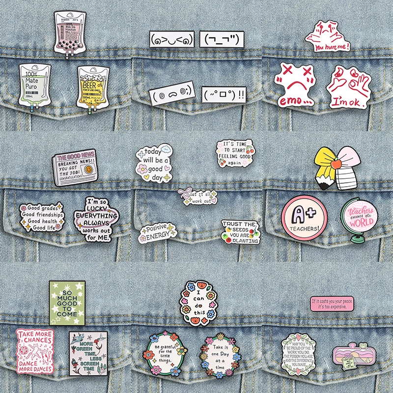 Embroidery Texture - Pins de esmalte con citas positivas