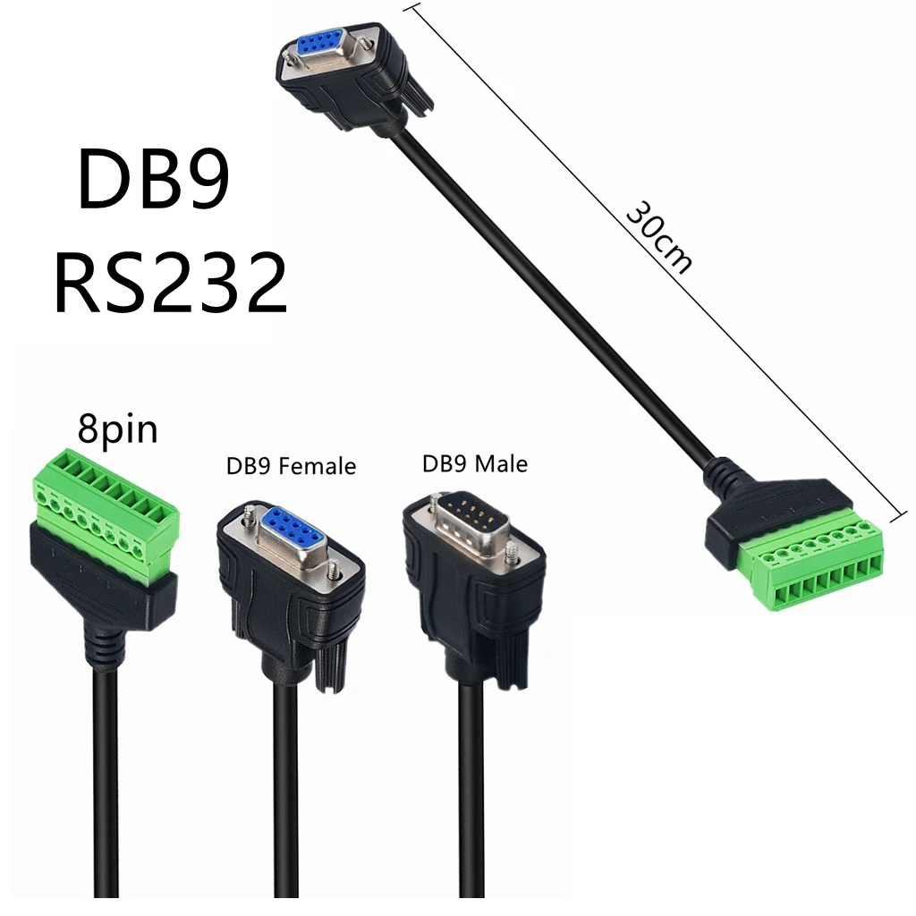 

26AWG pure copper 8-core single strand DB9P 232 to 8P solder free terminal graphics card output analog signal extension cable