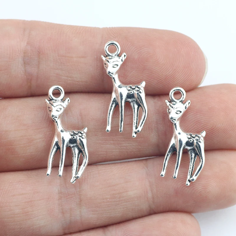 Fashion 20Pcs 11*22mm Antique Silver Color Cute Deer Charms Necklace Earrings Pendant For Women DIY Jewelry Making Wholesale