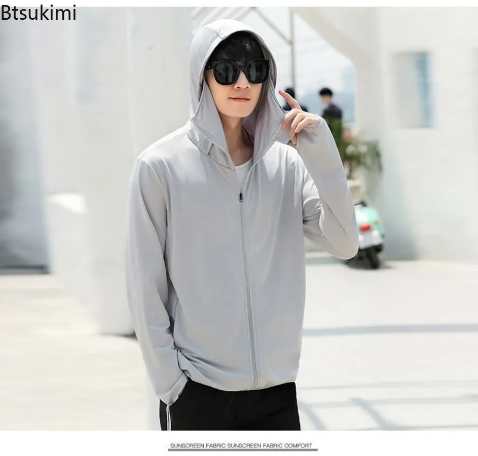 Summer Sun Protection Clothing Men's Breathable Skin Coats Ultra-Light Outdoor Sport Tops UV-proof Hooded Casual Fishing Jackets
