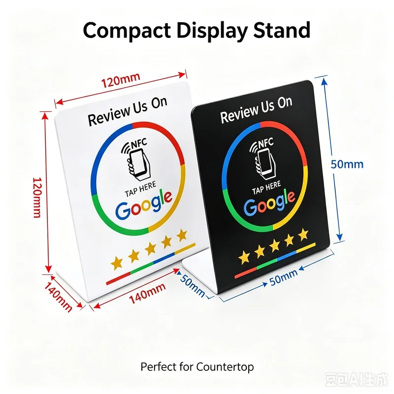 NTAG215 Matte Google Review NFC Tap Card, Scratch Resistant Bendable Display Stand for Business