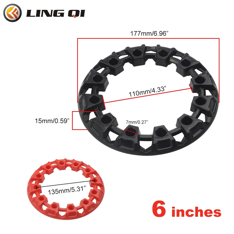 LING QI-Plastic Rim Cap para veículo de quatro rodas, Wheel Trim, Hub Decoração Proteção, Dune Buggy, ATV Proteção, 6\