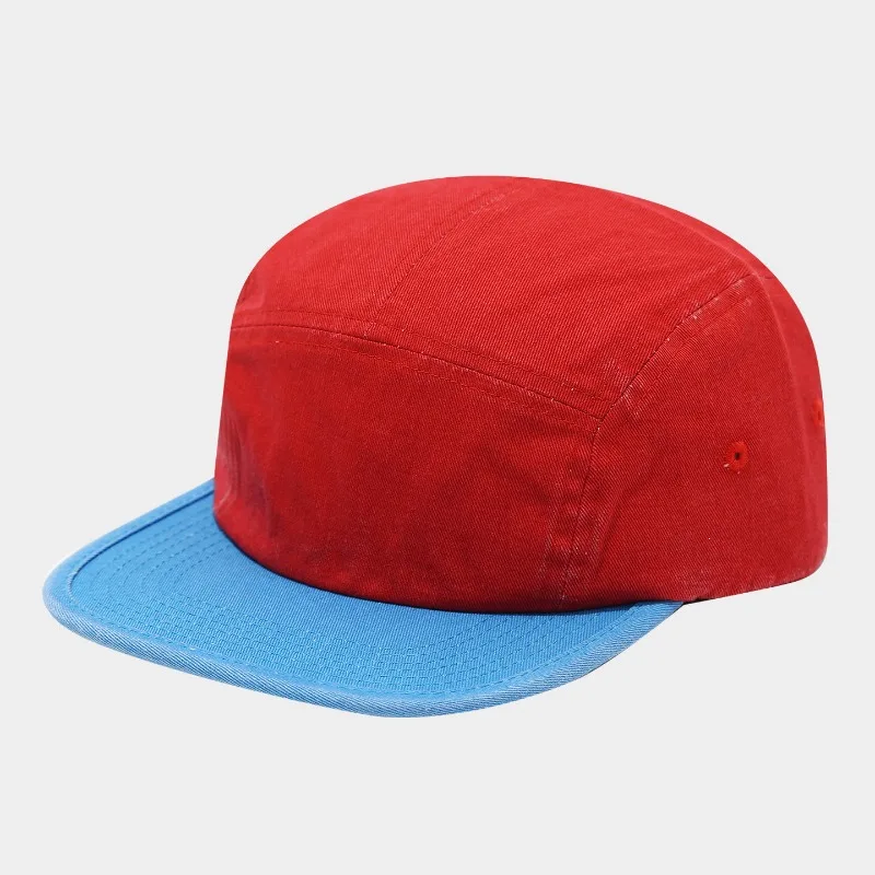 Individuell bedruckte, bestickte Logo-Baseballkappe aus gewaschenem Baumwollstoff, Fünf-Panel-Design mit flachem Schirm, Hip-Hop-Stil, Retro-Straßenmode, lässige Baseballkappe für Männer und Frauen. – Detail 9