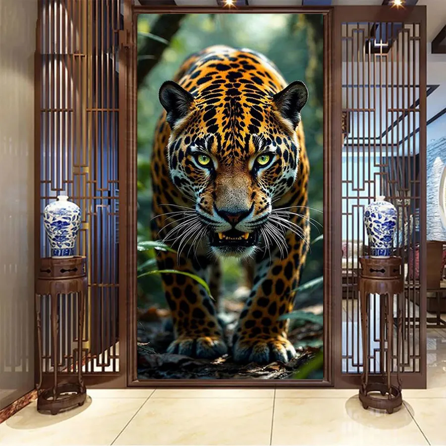 

Набор для алмазной вышивки «Леопард из джунглей», большой размер, DIY, с полной выкладкой (квадратные и круглые стразы), мозаика, вышивка, наборы для творчества, изображение диких животных