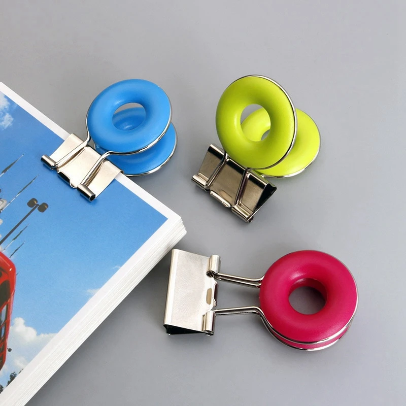 12 Pcs Binder Clips Paper Clamps 4 Colors Paper Binder Clip Long Tail Clip with Holess Metal Fold Back Clips with Box