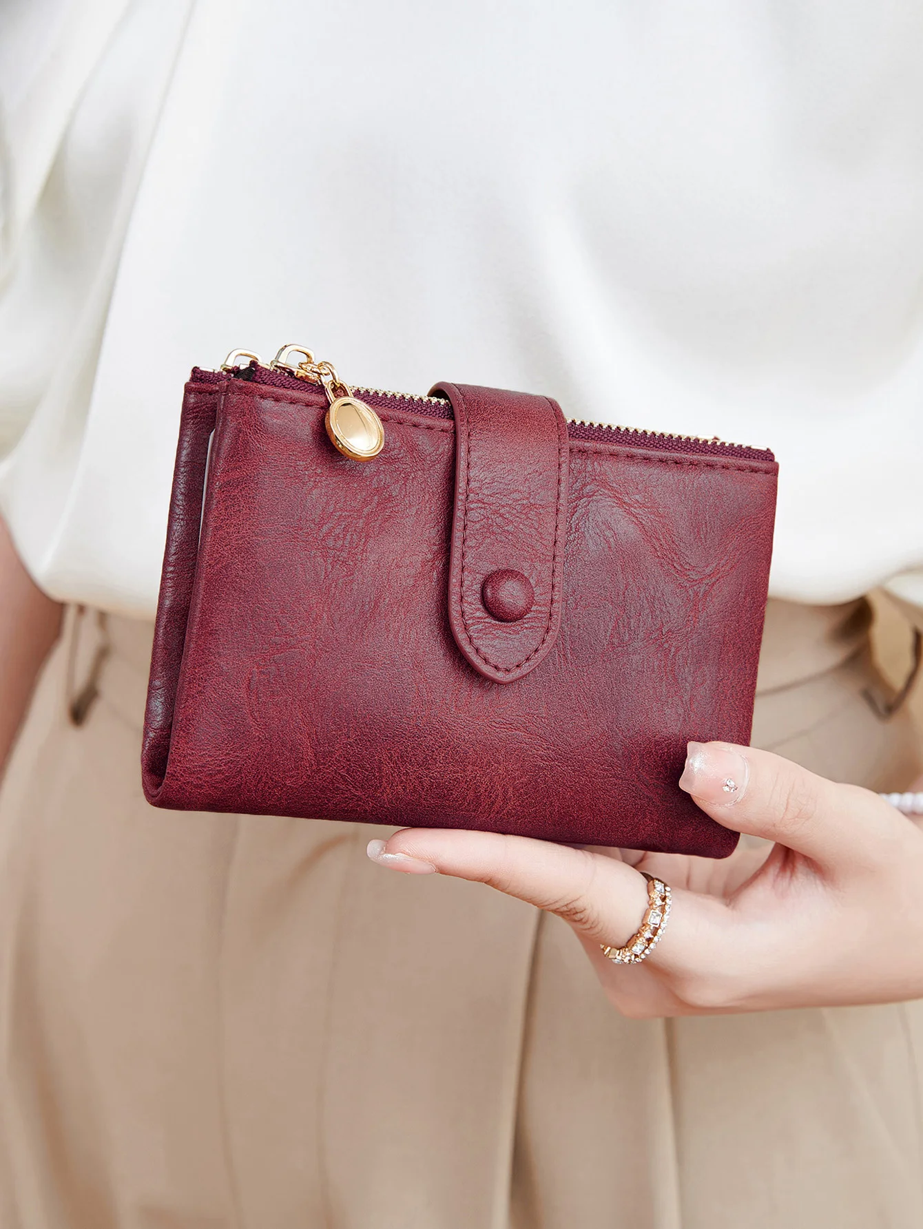 Minimalist Women's Wallet Short Three Layer Large Capacity Double Zipper Card Holder ID Card Credit Bank Card Holder Money Bag