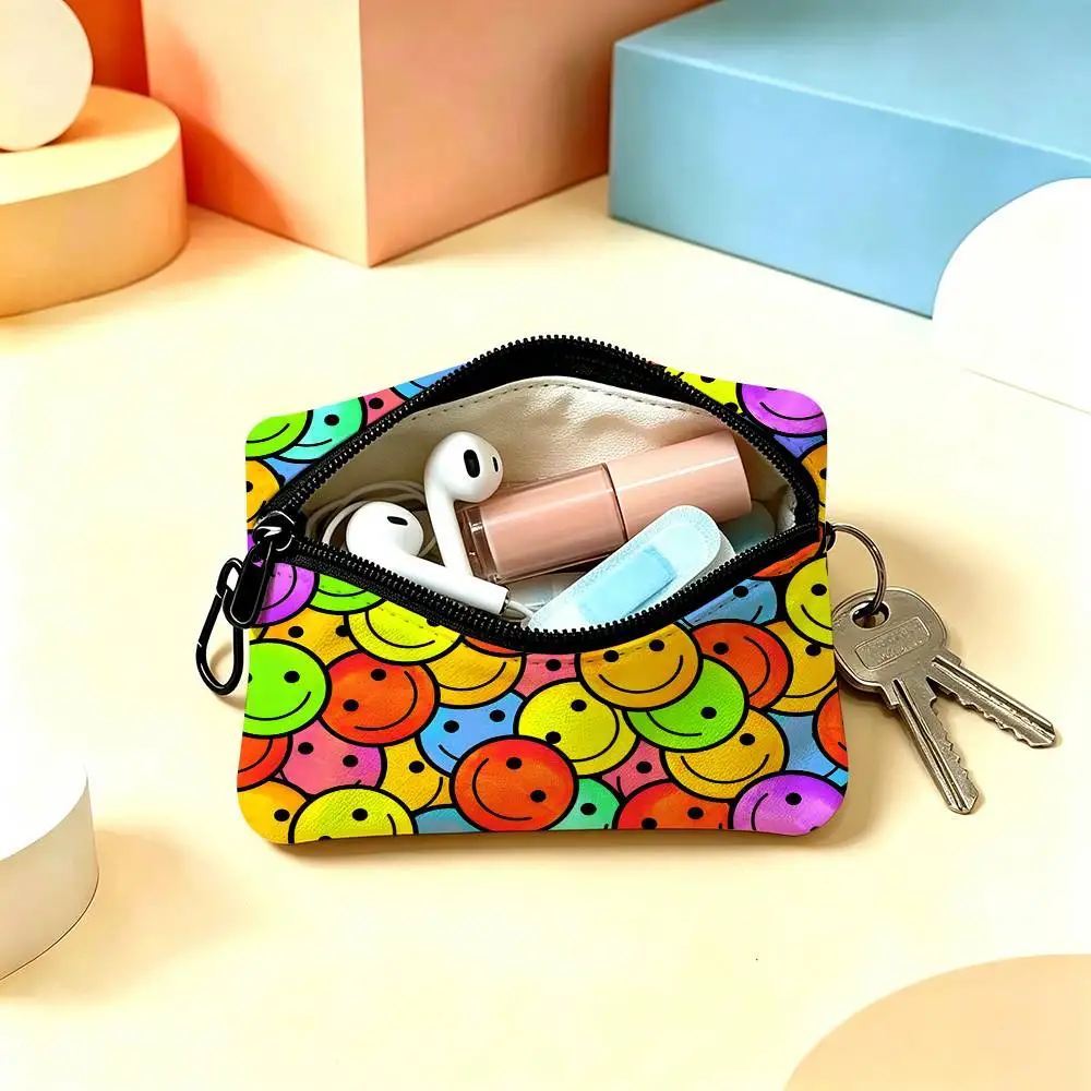 S-Smile Mini Hanging Oxford Cloth Coin Bag Durable Zipper Key Card Pouch With Carabiner