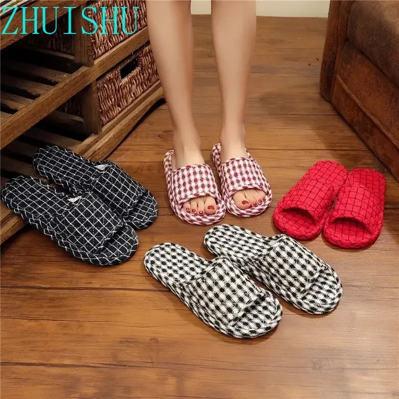 Pure Cotton Fabric Cloth Bottom Cloth Slippers Wood Floor Floor Tiles Mute Indoor Soft Bottom Female Home Home Four Seasons