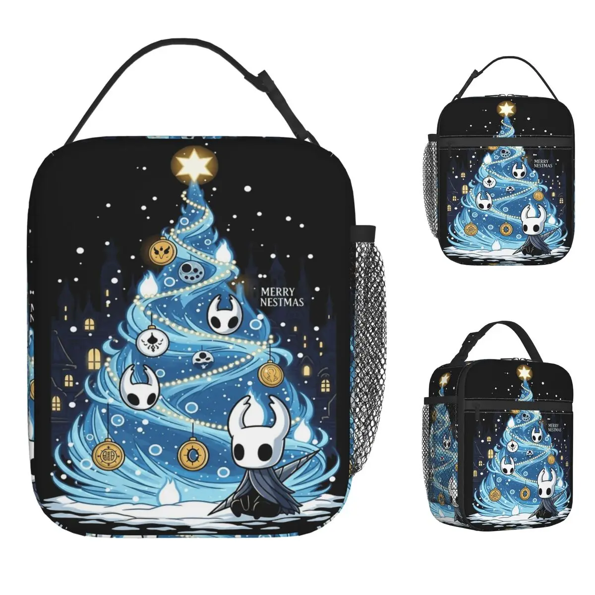 Hollow Knight Christmas Sherma Video Game Lunch Bag Portable Lunch Box Women School Graphic Cooler Bag Thermal Tote Handbags