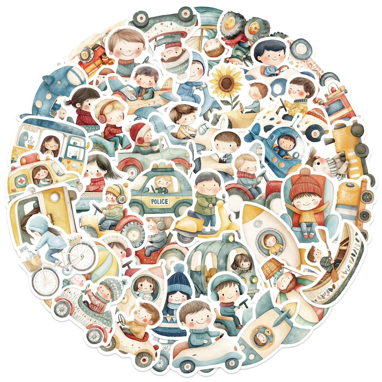 50/100PCS 만화 교통 스티커 DIY 장식 기타 노트북 수하물 DIY 방수 어린이 보상 편지지 스티커