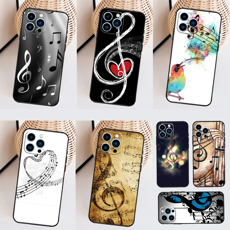 Funda con diseño de notas musicales y piano para OnePlus 8T 10T 13T 10R 12R 13R 15 13 12 11 10 9 Nord 5 CE 2 3 4 Lite N20 N30