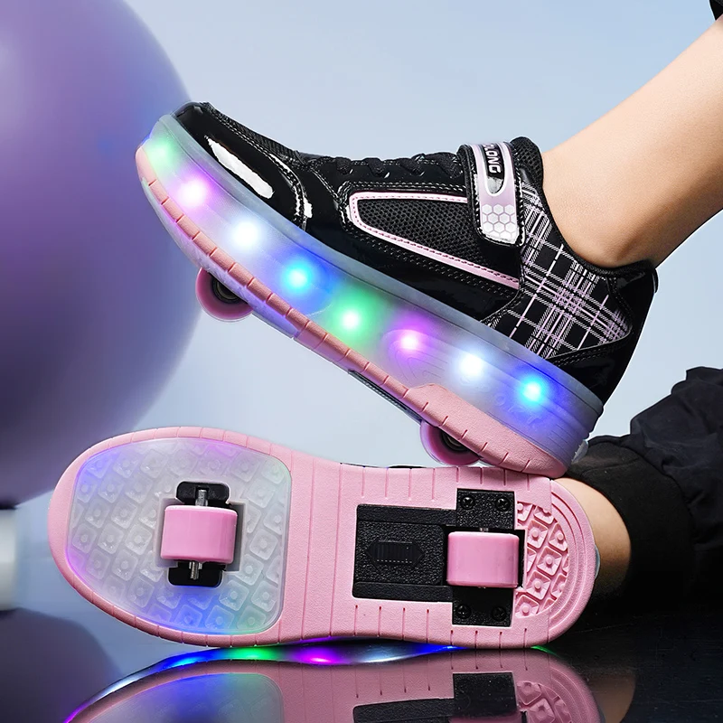 أحذية عصرية غير مرئية قابلة للسحب تلقائيًا بأربع عجلات: أحذية رياضية للفتيات، زلاجات دوارة للأطفال والكبار والأولاد #2
