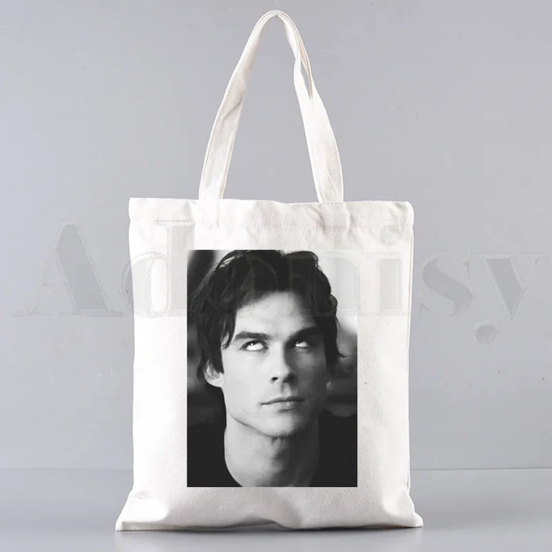 The Vampire Diaries Bolsas gráficas impressas para mulheres, bolsas de ombro Harajuku, compras casuais, bolsa feminina, elegante bolsa de lona, anos 90