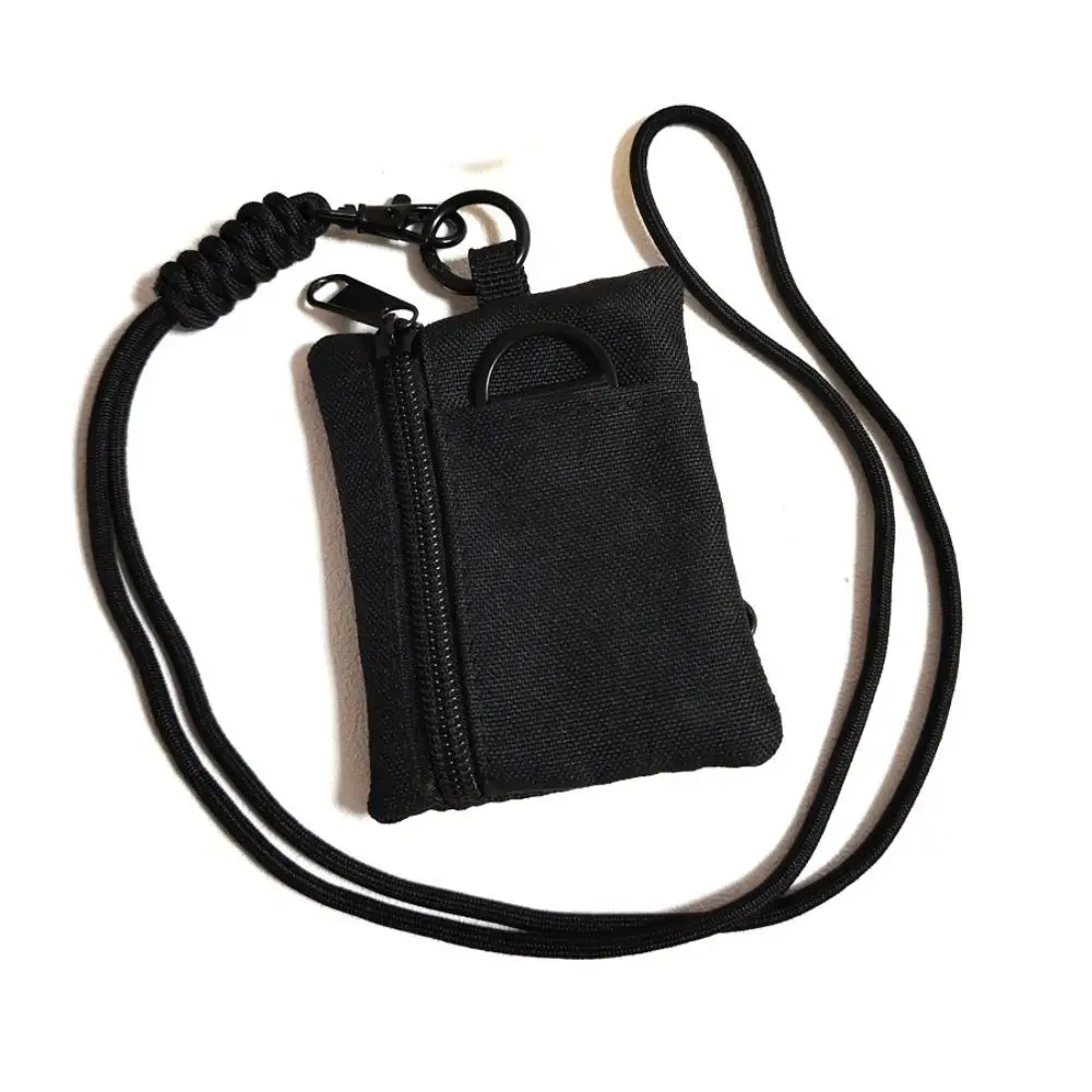 

Portable Square Hanging Neck Coin Purse Casual Zipper Oxford Cloth Mini Wallet with Lanyard Nylon Small Card Holder Sports