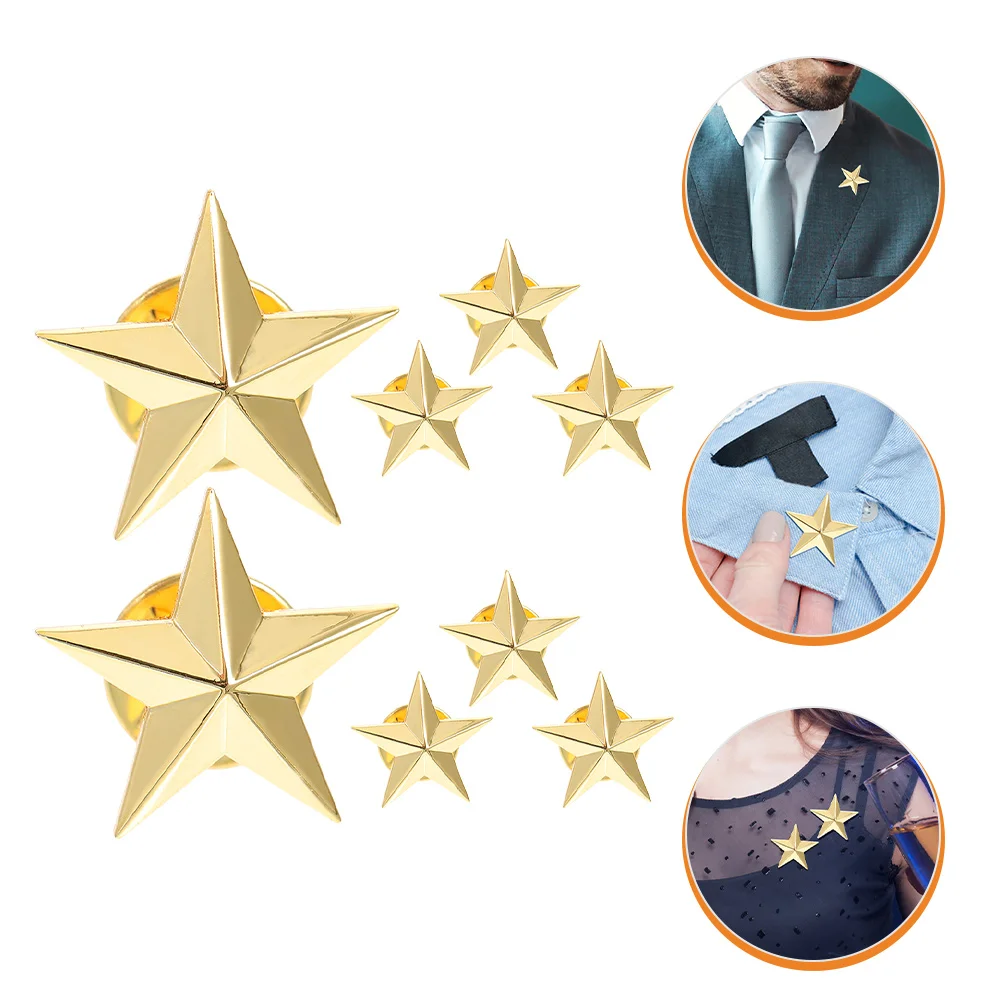 8 Pcs Pentagram Badge Brooch Hat Pins Star Clip Women Kids Alloy Aesthetic Veterans Day Decorative Man Funny Shawl