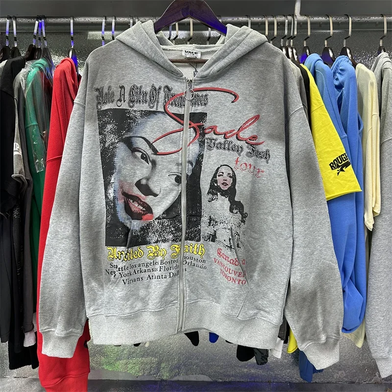 

Свободный кардиган на молнии с принтом в стиле хип-хоп Vale