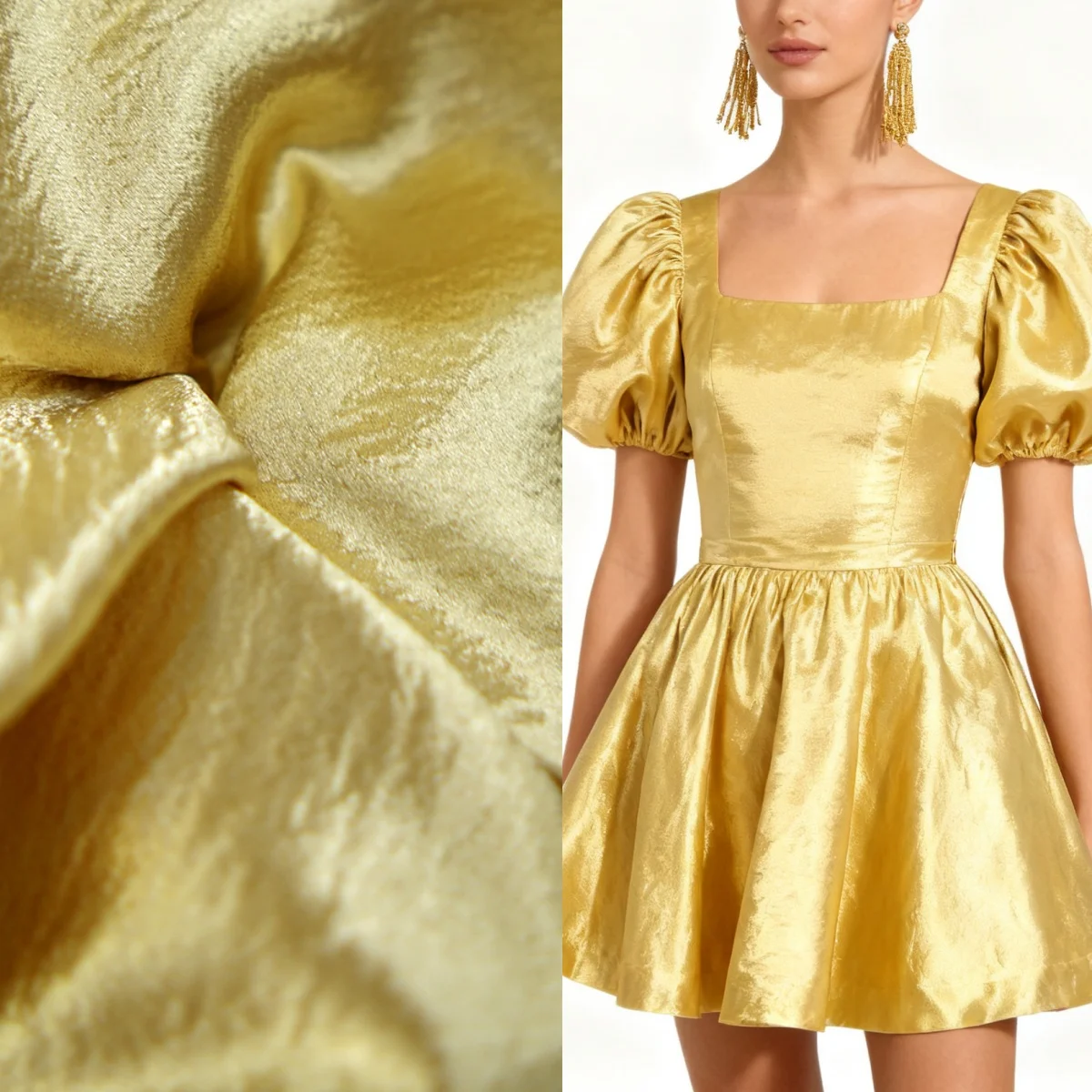 

Champagne super bright pendant sparkling crepe satin sewn fishtail skirt performance outfit evening gown fabric