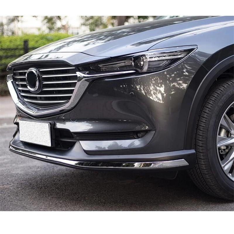 For Front ABS Bumper Anterior Lip Diffuser NEW Mazda CX-5 CX-8 CAR Decoration Accessories Black Body Kit 2017-2021 Year