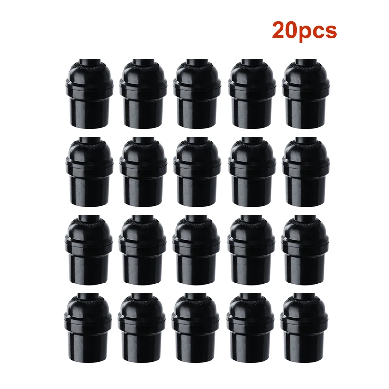 

E26 Light Socket 20Pack Black Edison Retro Pendant lamp Holder Plastic Standard Screw-in Socket Maximum 250W Heat Resistant